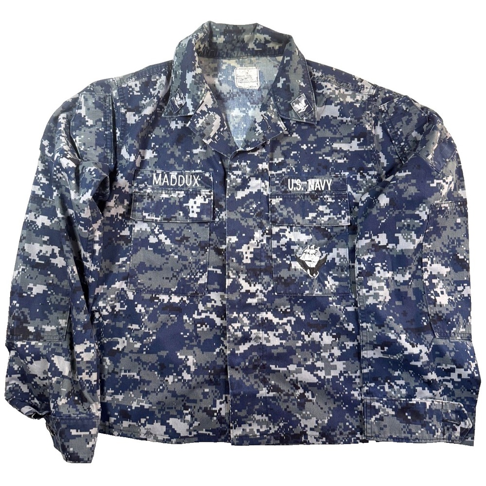 U.S. Navy Utility Shirt Mens M Long Blue Digital Camo Workwear
